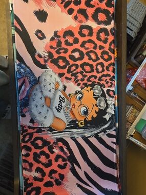 Betty Boop Coral Pink & Black Leopard Pop Art Print  Deskmat